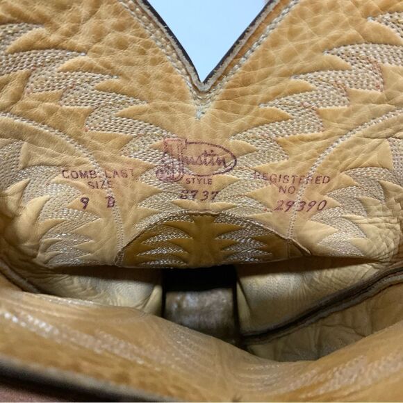 Justin Tan Cowboy Boots Style 8737 Men\'s Size 9 D Tan main image 15